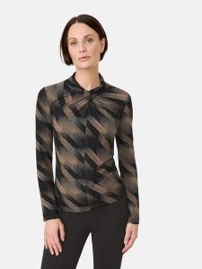 TAIFUN Koszulka w kolorze brązowo-czarnym rozmiar: 46. Brązowe bluzki Taifun, bez wzorów, bez kołnierzyka, bez ramiączek. Za 84,01 zł.