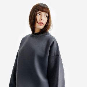 Bluza okrągły dekolt damska Elementals. Szare bluzy DECATHLON, s, bez wzorów, z bawełny, bez kaptura. Za 149,99 zł.