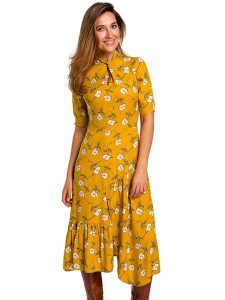Stylove Sukienka w kolorze żółtym rozmiar: XXL. Żółte sukienki Stylove, xxl, bez wzorów, z wiskozy, bez kołnierzyka, bez ramiączek, midi. Za 79,03 zł.