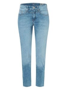 MAC Dżinsy - Slim fit - w kolorze niebieskim rozmiar: 42. Niebieskie jeansy MAC, z aplikacjami, ze skóry, z podwyższonym stanem. Za 232,78 zł.