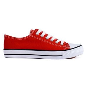 Czerwone trampki klasyczne Shelovet. Czerwone trampki bez wzorów, bez zapięcia. Za 80,05 zł.