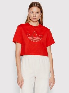 Adidas T-Shirt HK5175 Czerwony Loose Fit. Czerwone t-shirty ADIDAS, bez wzorów, z bawełny, bez kołnierzyka, bez ramiączek. Za 139,99 zł.