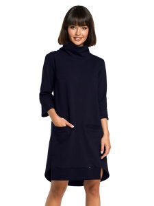 Be Wear Sukienka w kolorze ciemnoniebieskim rozmiar: M. Niebieskie sukienki Be Wear, na co dzień, m, bez wzorów, bez kołnierzyka, bez ramiączek, midi, proste. Za 210,81 zł.
