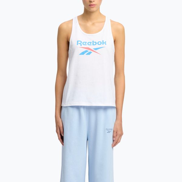 Koszulka Reebok Identity Big Logo Tank. Białe bluzki REEBOK FITNESS, bez wzorów, sportowe, bez kołnierzyka, bez ramiączek. Za 59,99 zł.
