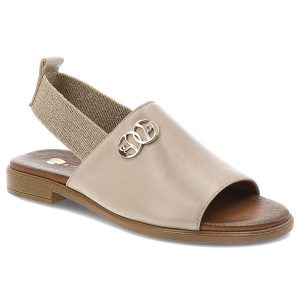 Sandały damskie Armodo, cholewka ze skóry naturalnej z szerokim gładkim paskiem elastyczna wstawka przy kostce ułatwiająca zakładanie, beżowe, 40473. Brązowe sandały Armodo, bez wzorów, ze skóry, bez obcasa, bez zapięcia. Za 309,00 zł.