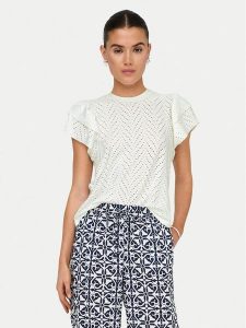 JDY Bluzka Carla 15351452 Biały Regular Fit. Białe bluzki JDY, s, bez wzorów, z syntetyku, bez kołnierzyka, bez ramiączek. Za 89,99 zł.