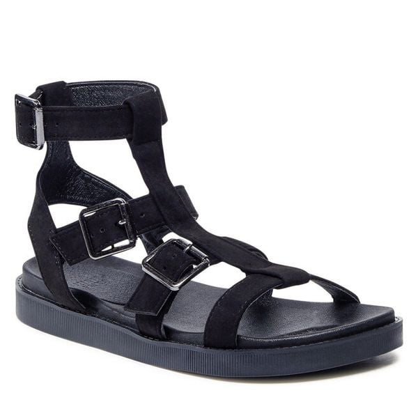 Sandały Jenny Fairy. Czarne sandały Jenny Fairy, bez wzorów, bez obcasa, na płaskiej podeszwie, bez zapięcia. Za 139,99 zł.