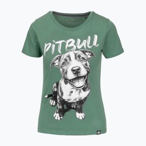 Koszulka damska Pitbull Puppy 2. Zielone koszulki sportowe PITBULL, bez wzorów, bez ramiączek. Za 64,99 zł.