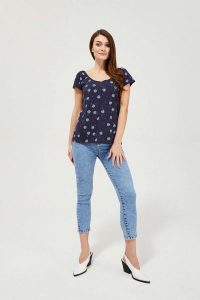 Jeansy skinny 7/8. Niebieskie jeansy MOODO, bez wzorów, z bawełny. W wyprzedaży za 25,99 zł.