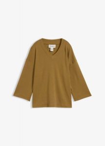 T-shirt z czystej bawełny organicznej. Zielone t-shirty bonprix, bez wzorów, z bawełny, bez kołnierzyka, bez ramiączek. Za 64,99 zł.