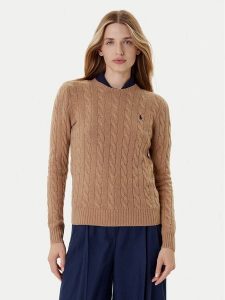 Polo Ralph Lauren Sweter 211971865002 Beżowy Slim Fit. Brązowe swetry klasyczne Polo Ralph Lauren, xxl, z wełny, bez kołnierzyka. Za 572,99 zł.