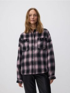 Koszula w kratę - wielobarwny. Koszule Reserved, l, bez wzorów, z bawełny, bez kołnierzyka, bez ramiączek. Za 119,99 zł.