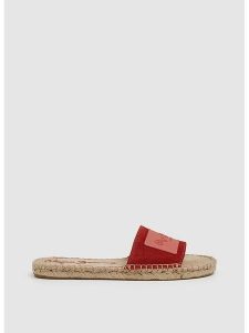 Pepe Jeans FOOTWEAR Skórzane klapki w kolorze czerwonym rozmiar: 36. Czerwone klapki Pepe Jeans FOOTWEAR, bez wzorów, z jeansu, z otwartym noskiem, bez obcasa. Za 83,42 zł.