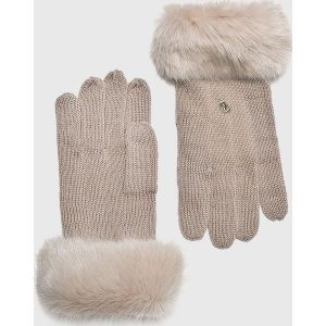 Trussardi Jeans - Rękawiczki. Czerwone rękawiczki marki Trussardi Jeans, z dzianiny. Za 169,90 zł.