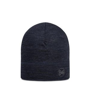 Czapka z wełny merynosów Buff Merino Lightweight. Niebieskie czapki Buff, bez wzorów, z wełny, sportowe. Za 109,99 zł.