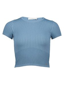 Guess Koszulka w kolorze niebieskim rozmiar: L. Niebieskie bluzki Guess, l, z aplikacjami, bez kołnierzyka, bez ramiączek. Za 74,63 zł.