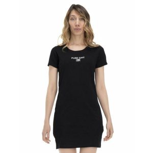 Damski T-shirt maxi w odcieniach ziemi. Czarne t-shirty LEONE 1947 APPAREL, l, bez wzorów, z tkaniny, bez kołnierzyka, bez ramiączek. W wyprzedaży za 111,80 zł.