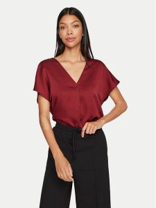Vila Bluzka Elliette 14089239 Bordowy Regular Fit. Czerwone bluzki Vila, bez wzorów, z syntetyku, bez kołnierzyka, bez ramiączek. Za 89,99 zł.