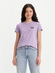 Levi's Koszulka w kolorze fioletowym rozmiar: XS. Różowe bluzki Levi's®, s, bez wzorów, z bawełny, bez kołnierzyka, bez ramiączek. Za 61,46 zł.