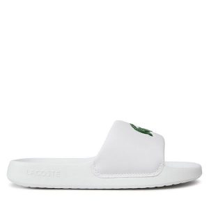 Klapki Lacoste. Białe klapki Lacoste, bez wzorów, bez obcasa. Za 189,99 zł.