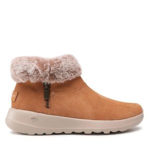 Botki Skechers. Brązowe botki Skechers, bez wzorów, bez obcasa, na płaskiej podeszwie, bez zapięcia. Za 319,99 zł.