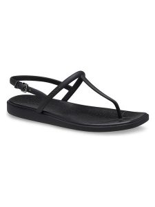 Crocs Japonki "Miami Thong Flip" w kolorze czarnym rozmiar: 39/40. Czarne klapki Crocs, bez wzorów, z tworzywa sztucznego, z otwartym noskiem, bez obcasa. Za 127,45 zł.