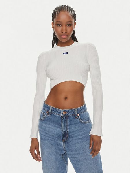 Hugo Sweter Succoire_B 50514280 Biały Slim Fit. Białe swetry klasyczne Hugo, l, z syntetyku, bez kołnierzyka. Za 269,99 zł.