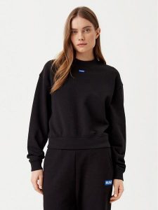 HUGO Bluza Delessa 50534344 Czarny Regular Fit. Czarne bluzy Hugo, m, bez wzorów, z bawełny, bez kaptura. Za 399,99 zł.