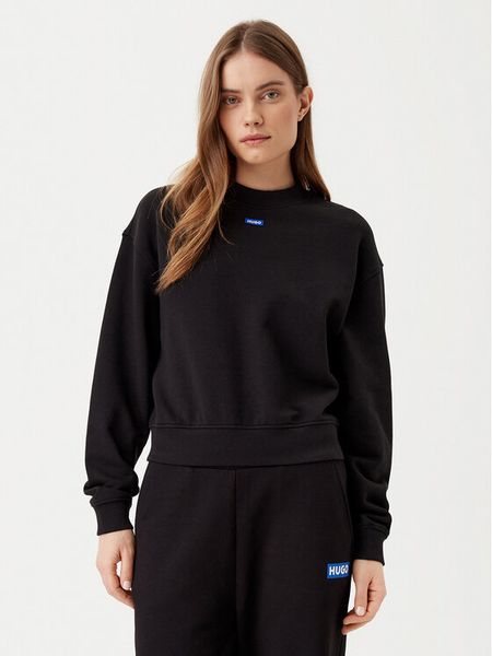 HUGO Bluza Delessa 50534344 Czarny Regular Fit. Czarne bluzy Hugo, m, bez wzorów, z bawełny, bez kaptura. Za 269,99 zł.