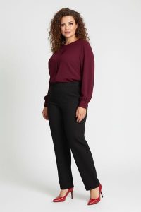 Eleganckie czarne spodnie Jeangaliny11 o kroju wide leg PLUS SIZE XXL OVERSIZE JESIEŃ. Czarne spodnie z wysokim stanem Moda Size Plus Iwanek, bez wzorów, z bawełny, z podwyższonym stanem. Za 199,90 zł.