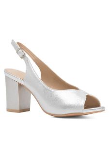 Clara Barson Sandały ACANNA KL-230801-02 Srebrny. Szare sandały Clara Barson, bez wzorów, ze skóry, bez obcasa, na słupku, bez zapięcia. Za 79,99 zł.