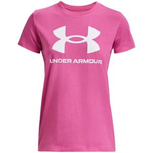 Koszulka fitness damska Under Armour Live Sportstyle Graphic SSC. Czerwone bluzki Under Armour, s, bez wzorów, sportowe, bez kołnierzyka, bez ramiączek. Za 135,84 zł.