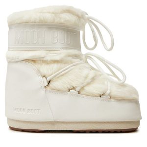 Śniegowce Moon Boot. Białe buty zimowe Moon Boot, bez obcasa, bez zapięcia. Za 789,00 zł.