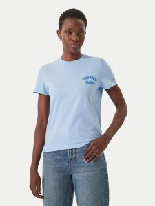 Tommy Jeans T-Shirt Bubble Logo DW0DW22310 Błękitny Regular Fit. Niebieskie t-shirty Tommy Jeans, m, bez wzorów, z bawełny, bez kołnierzyka, bez ramiączek. Za 149,99 zł.