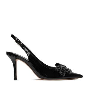 Szpilki Eva Minge. Czarne szpilki Eva Minge, bez wzorów, bez obcasa. Za 399,99 zł.