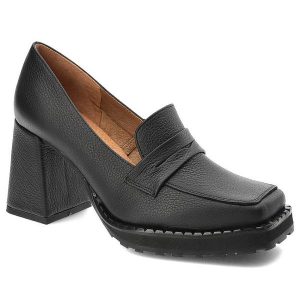 Czarne Półbuty Exquisite Eleganckie Skórzane Buty Damskie. Czarne półbuty Exquisite, z aplikacjami, ze skóry, bez obcasa, na obcasie, bez zapięcia. Za 349,00 zł.