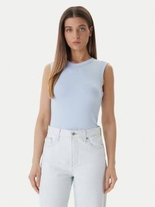 Calvin Klein Jeans Top LV047B265G Niebieski Slim Fit. Niebieskie topy Calvin Klein Jeans, xs, bez wzorów, z bawełny, bez kołnierzyka, bez ramiączek. Za 169,99 zł.