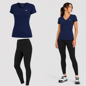 ZESTAW DAMSKI 4F T-SHIRT + LEGGINSY KOMPLET SPORTOWY NA CO DZIEŃ L SS26. Legginsy 4f, bez wzorów, z bawełny. Za 119,98 zł.