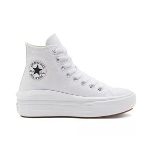 Trampki Converse Chuck Taylor All Star Move Hi, Dla obu płci. Białe buty sportowe Converse, bez wzorów, z tkaniny, bez zapięcia. Za 378,55 zł.