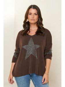 Curvy Lady Sweter w kolorze brązowym rozmiar: 48/50. Brązowe swetry oversize Curvy Lady, bez wzorów, bez ramiączek. Za 97,05 zł.