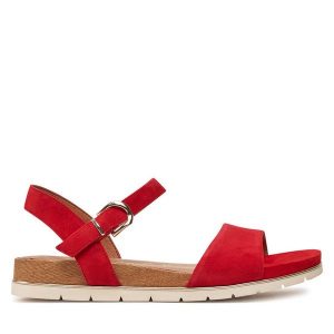 Sandały Tamaris. Czarne sandały Tamaris, bez wzorów, bez obcasa, na płaskiej podeszwie, bez zapięcia. Za 369,99 zł.