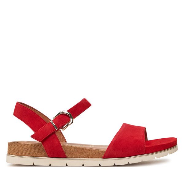 Sandały Tamaris. Czarne sandały Tamaris, bez wzorów, bez obcasa, na płaskiej podeszwie, bez zapięcia. Za 369,99 zł.