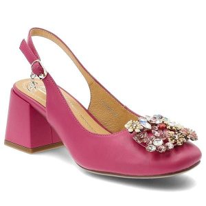 Czółenka damskie Artiker, cholewka ze skóry naturalnej zabudowany nosek pasek na pięcie z regulowaną klamrą, różowe, 58C0662. Czerwone czółenka ARTIKER, z aplikacjami, ze skóry, bez obcasa, na obcasie, bez zapięcia. Za 249,00 zł.