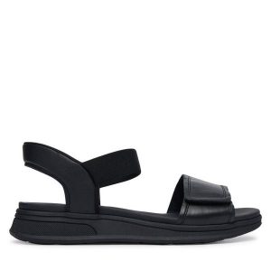 Sandały Caprice. Czarne sandały Caprice, bez wzorów, bez obcasa, na płaskiej podeszwie, bez zapięcia. Za 339,99 zł.