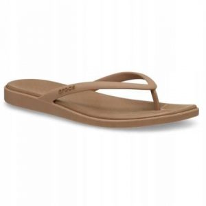 Japonki Dla Dorosłych Crocs Miami Flip. Brązowe klapki Crocs, bez wzorów, z materiału, bez obcasa. Za 169,99 zł.