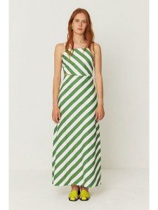 SKFK Sukienka "Aura" w kolorze zielono-białym rozmiar: 44. Białe sukienki SKFK, bez wzorów, z bawełny, bez kołnierzyka, bez ramiączek, maxi. Za 304,99 zł.