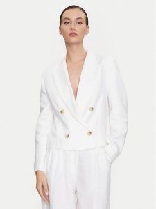 ViCOLO Marynarka TB0790 Biały Regular Fit. Białe marynarki i żakiety ViCOLO, m, bez wzorów, ze lnu. Za 459,99 zł.