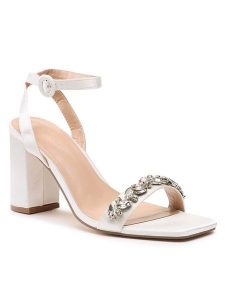 Jenny Fairy Sandały LS5682-10 Biały. Białe sandały Jenny Fairy, bez wzorów, z materiału, bez obcasa, na słupku, bez zapięcia. Za 125,99 zł.