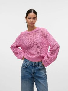 Vero Moda Sweter w kolorze różowym rozmiar: S. Różowe swetry oversize Vero Moda, s, bez wzorów, ze splotem, bez ramiączek. Za 87,81 zł.