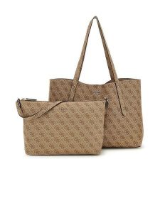 Guess Shopper bag w kolorze beżowym - 45 x 27 x 13 cm rozmiar: onesize. Brązowe shopper bag Guess, z aplikacjami, z materiału, na ramię, bez dodatków. Za 434,99 zł.